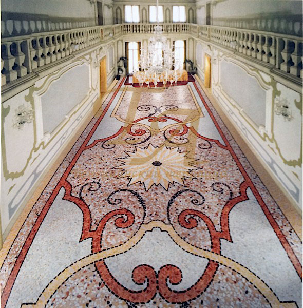 Венецианский терраццо Визуализация проекта венецианского терраццо со сложным декором в классическом стиле