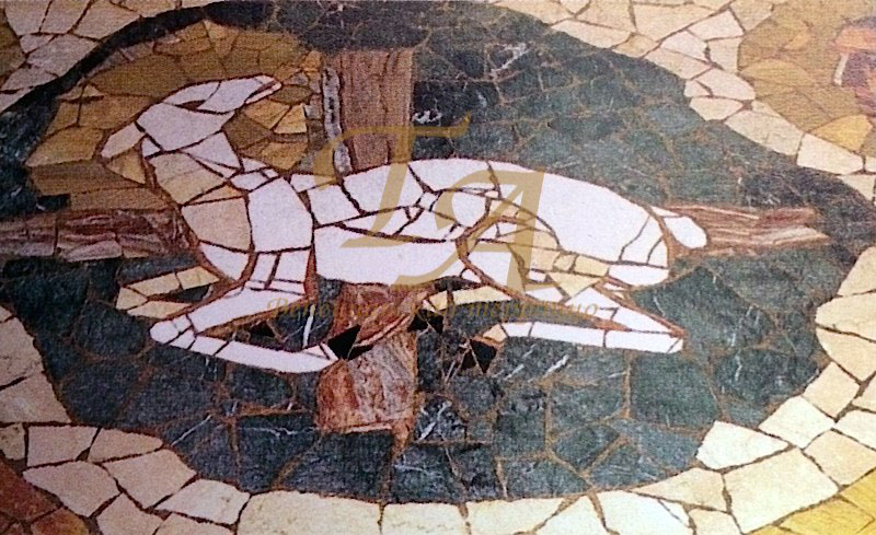 Палладианский терраццо Палладианский терраццо: фрагмент - пасхальный ягненок, Церковь Непорочного Зачатия, г. Спинея (Венеция), Италия